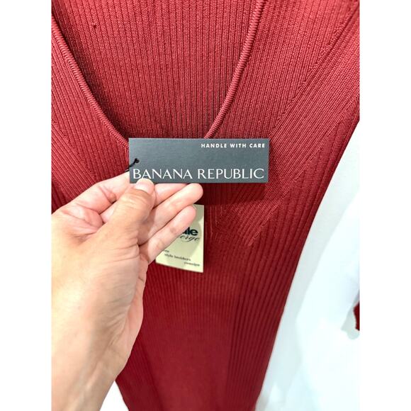 NWT Banana Republic Ribbed Ines Scoop-Back Sweater Dress Cabin Red Womens Size M - Picture 4 of 7